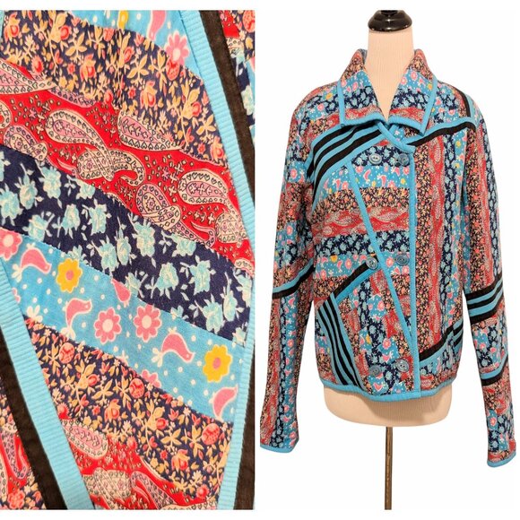 Vintage Handmade? Womens Sz S/M Floral Paisley Patchwork Quilted Cottage Jacket - Picture 1 of 9